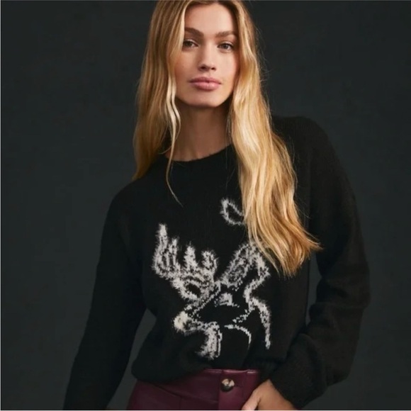 Anthropologie Sweaters - Anthropologie Oh Deer Black and White Reindeer Sweater S